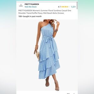 Pretty Garden Shoulder Tiered Ruffle Flowy Midi Beach Boho Dresses